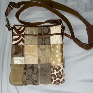 Vintage COACH Y2K signature patchwork crossbody purse bag cheetah